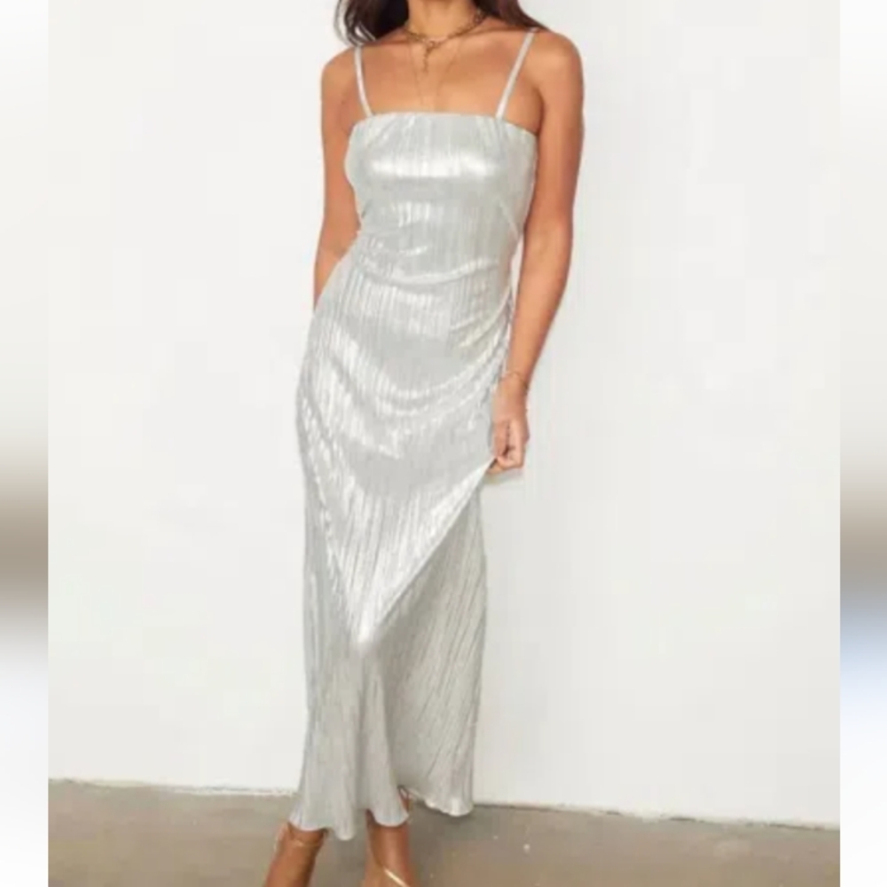 Never Fully Dressed Silver Maxi Dress